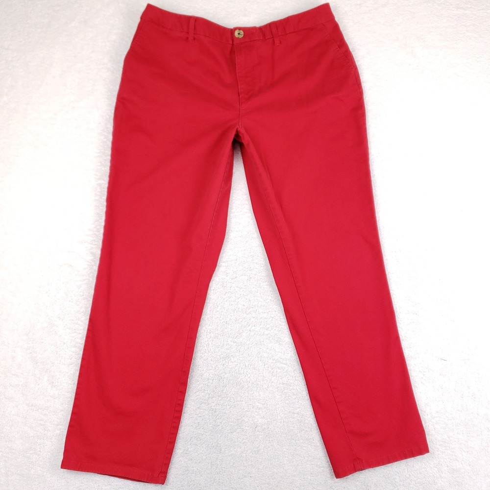 Tommy Hilfiger Mens Red Chino Pants Straight Leg Stretch Cotton 34x28.5